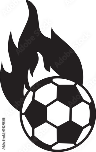 Flaming soccer ball icon for sports design