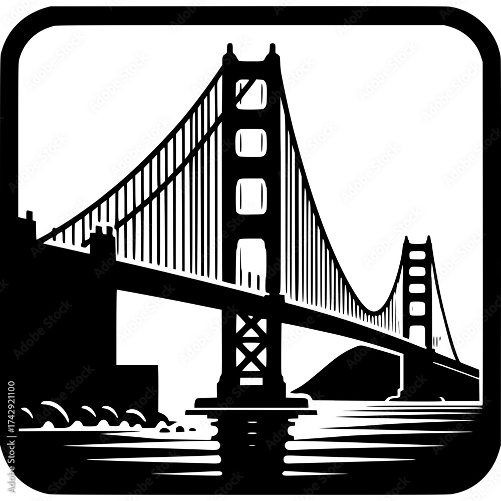 Obraz premium Golden Gate Bridge Icon Vector