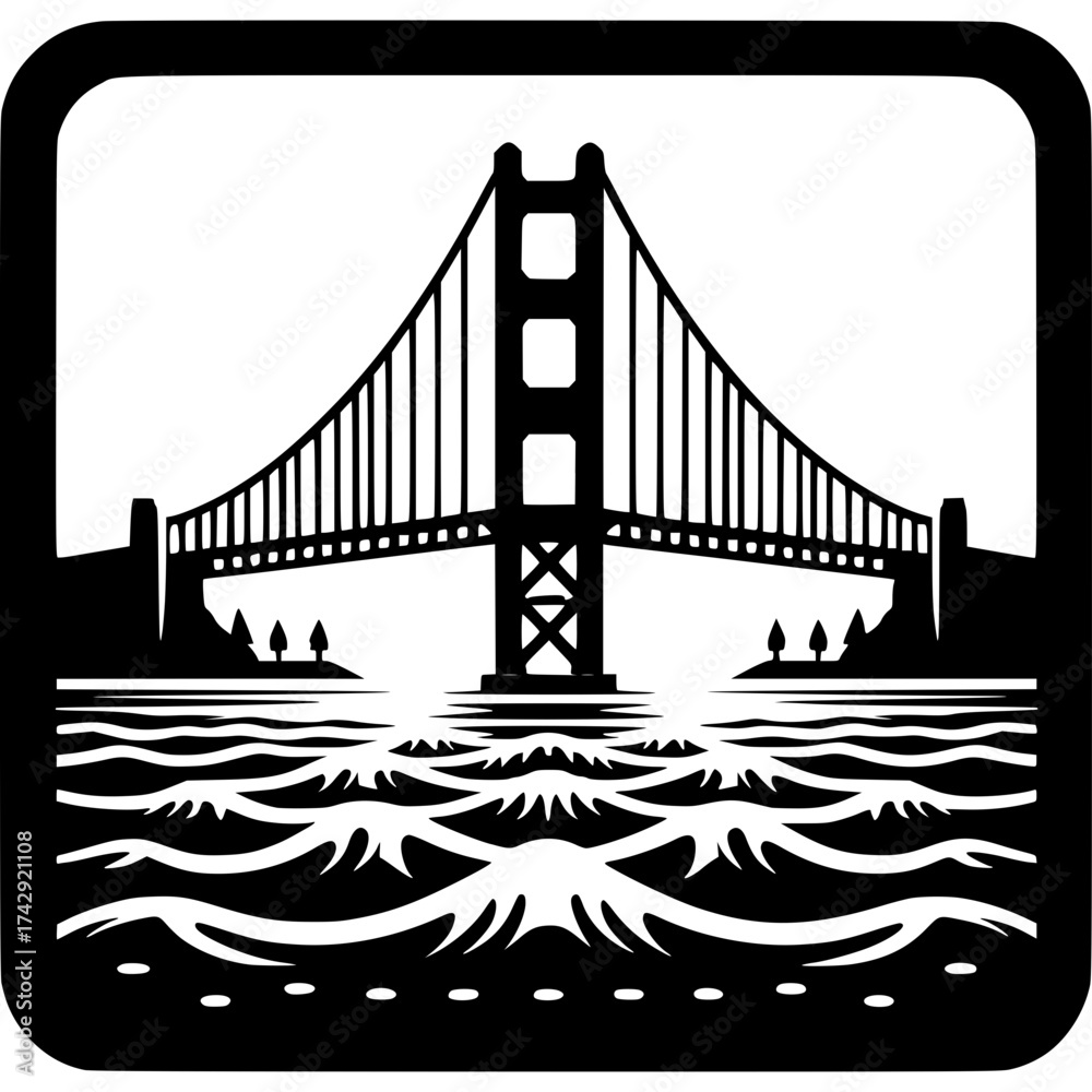 Obraz premium Golden Gate Bridge Icon Vector