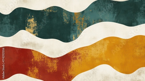 Abstract wavy shapes in warm, earthy tones