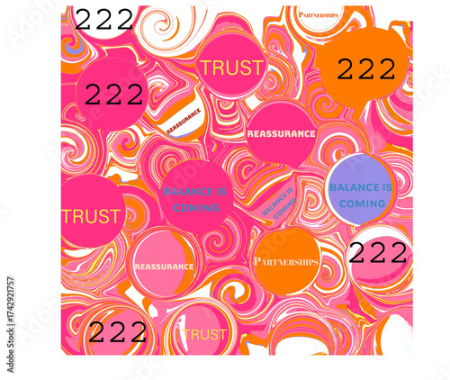 Vibrant Angel Number 222 Abstract Pattern design symbolizes harmony, balance, and divine guidance—perfect for modern spiritual art, affirmation prints, wallpapers, and digital projects.