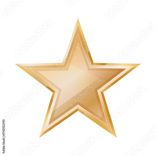 Gold star isolated on white background. Luxury template realistic five-pointed star with light effect celebration award design. Vector illustration