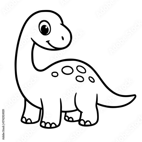 Vector for coloring, cute plant-eating dinosaur