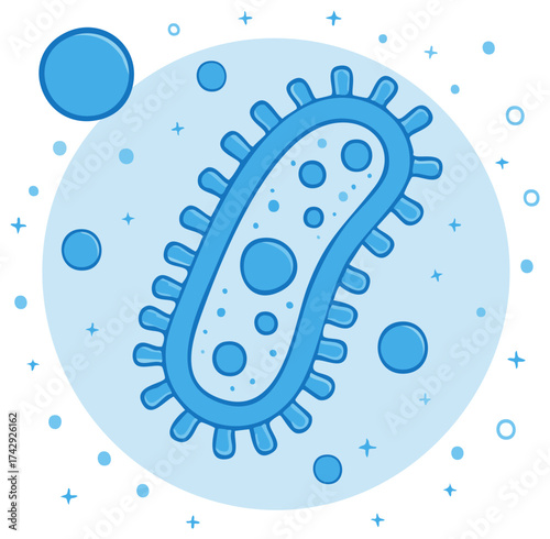 Vibrant Blue Bacterium Illustration Depicting Microbiology Infectious Microorganisms and Germs