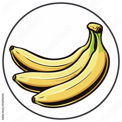 Bunch of Yellow Bananas Cartoonish Stylization, Tropical Fruit, Food Ingredient
