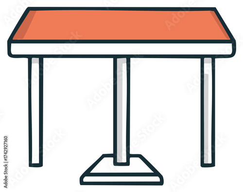 Orange rectangle surface on white legs, cartoon table or display stand