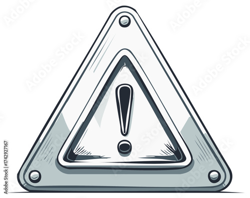 Cartoon Triangle Warning Sign with Exclamation Point Icon