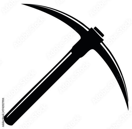 Black Silhouette of a Pickaxe Tool Used for Digging and Breaking Rocks