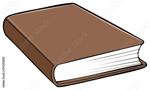 Classic brown hardcover book with blank cover ready for custom text and design elements