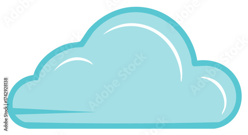 Simple light blue cartoon cloud with white outline and highlights