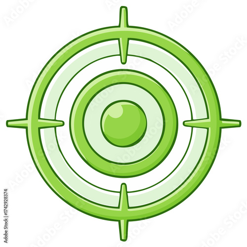 Green Target Graphic with Concentric Circles and Crosshairs Illustration