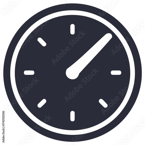 Clock face illustration displaying the time with analog hands on white background