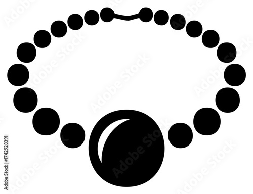 Black Necklace with Beads and Large Pendant Jewelry Accessory
