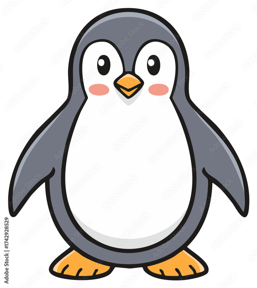 Obraz premium Cute cartoon penguin illustration adorable animal character design