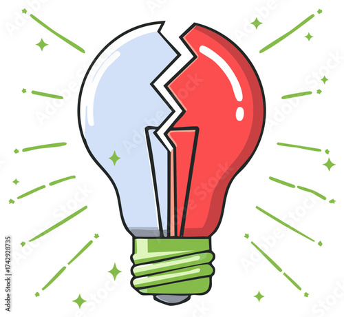 Broken light bulb illustration with a creative concept of a brilliant idea