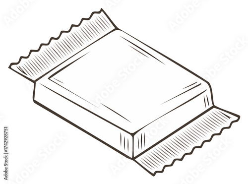 Hand Drawn Sketch of a Single Wrapped Candy Bar