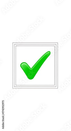 Green Checkmark Icon, Confirmation Symbol.