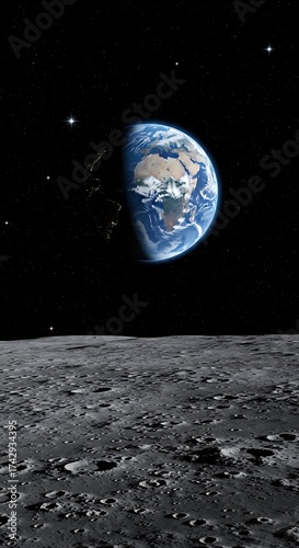 Earth and Moon in Space.