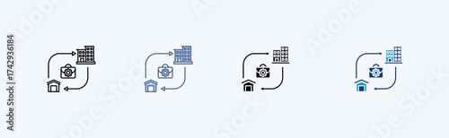 Hybrid Work Outline Icon Illustration Vector