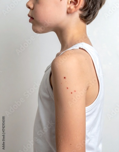 Boy with spots on shoulder