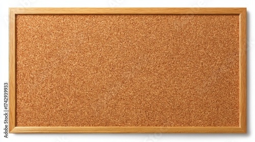 a wooden bordered corkboard with a brown, textured surface, positioned against a plain background