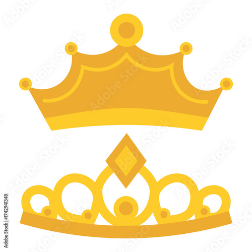 king and queen crown illustrations - prince and princess