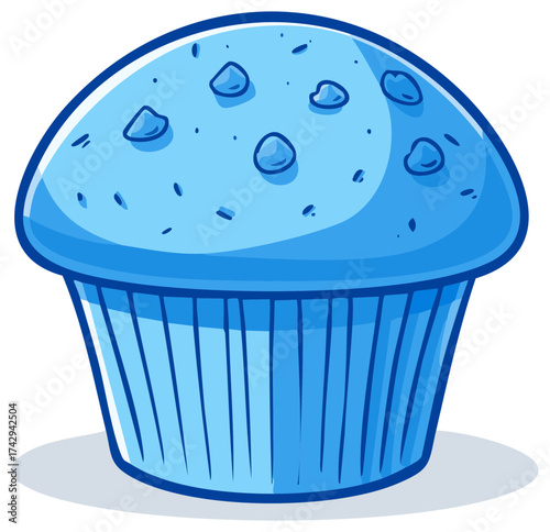 Blueberry Muffin Cartoon Illustration Sweet Treat Pastry Graphic Food Art Bakery Item