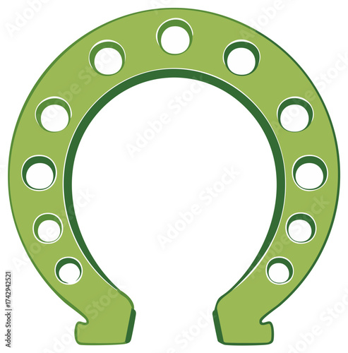 Green Horseshoe Illustration Good Luck Charm for St Patricks Day Holiday