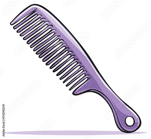 Simple vector illustration of a purple hair comb for beauty and grooming