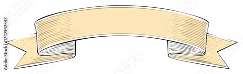 Decorative Vintage Ribbon Banner with Swirls and Engraved Texture