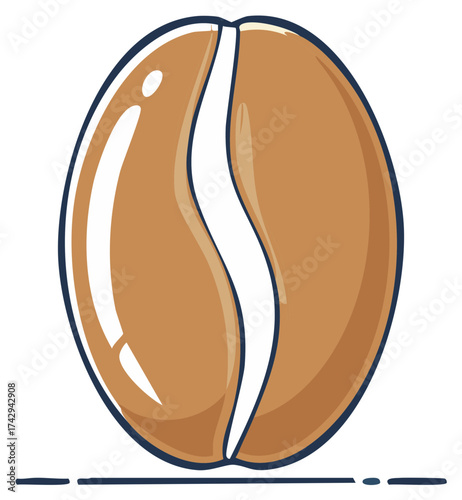 Coffee Bean Illustration Single Seed Brown Coffee Flavor Vector