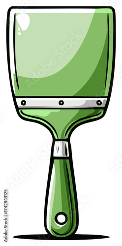 Cartoon green paint brush illustration. Painting and construction concept