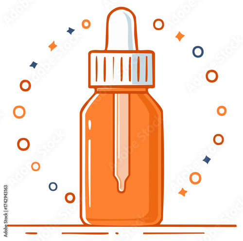 Orange serum bottle illustration for skincare and cosmetic product packaging design