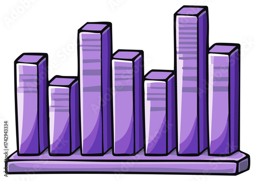 Purple Column Bar Chart Illustration: Financial Data, Success, Growth, Statistics