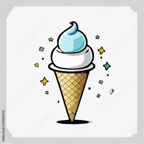 Vanilla Ice Cream Cone Vector