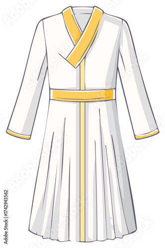 White robe illustration with long sleeves and golden trim elements