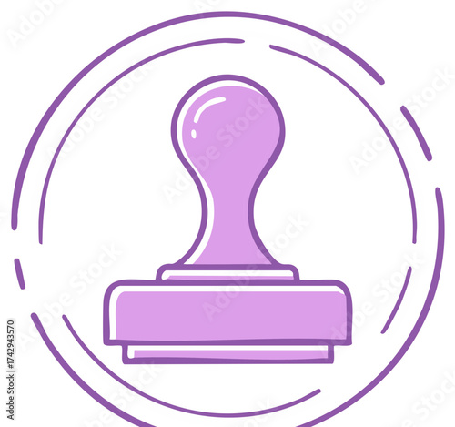Purple hand stamp icon illustration for approval or official document mark