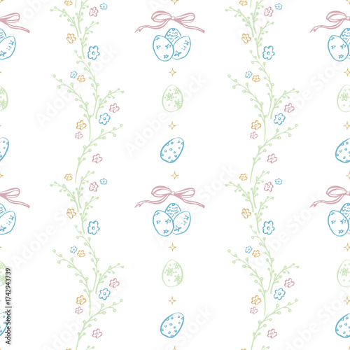 Cute pattern with Easter eggs in pastel color