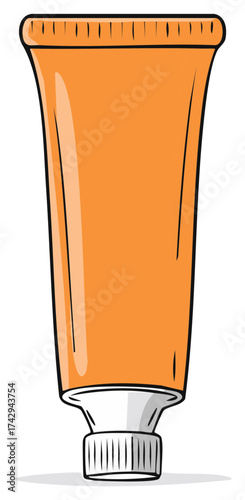 Orange squeeze tube with white cap and ribbed texture for dispensing contents