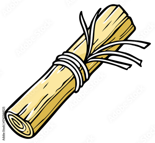Rolled Scroll Tied With Twine and Straw Ribbons