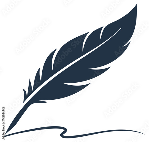 Quill Pen Feather Graphic Illustration Writing Elegant Tool Design Vector