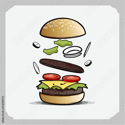Freshly Made Burger with Vegetables