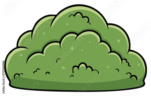 Simple green cartoon bush graphic element for garden landscapes or natural environment designs