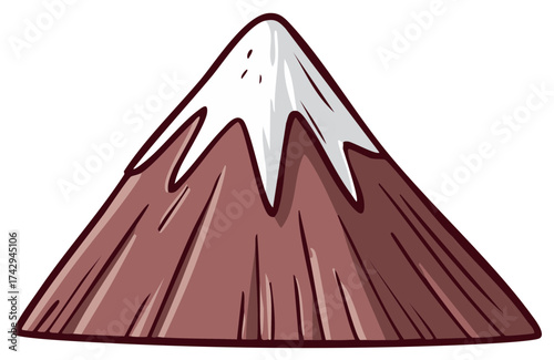 Cartoon Mountain with Snow Cap Peak Scenic Landscape Mountainous Icon Isolated