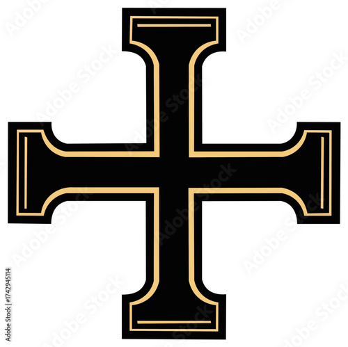 Iron Cross Symbol Black With Gold Outline Visual Design Graphic Illustration