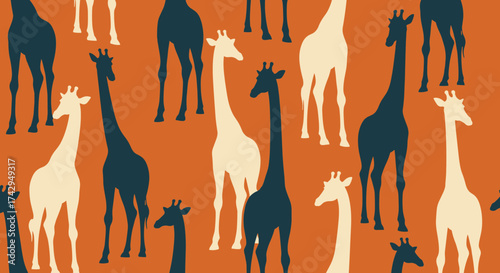 A repeating pattern of stylized giraffe silhouettes.