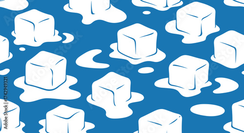 A repeating pattern of white melting ice cubes.