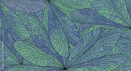 Abstract floral pattern with intricate details and vibrant colors.