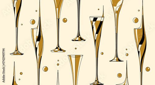 Elegant champagne flutes with golden accents.