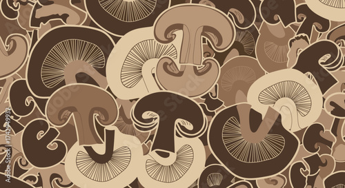 Mushrooms in various shades of brown a detailed illustration.